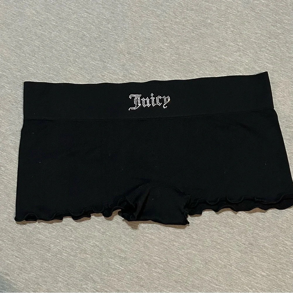 Juicy Couture Rhinestone Logo Bra & Boyshort Set Black Y2K 34C M - Picture 5 of 8
